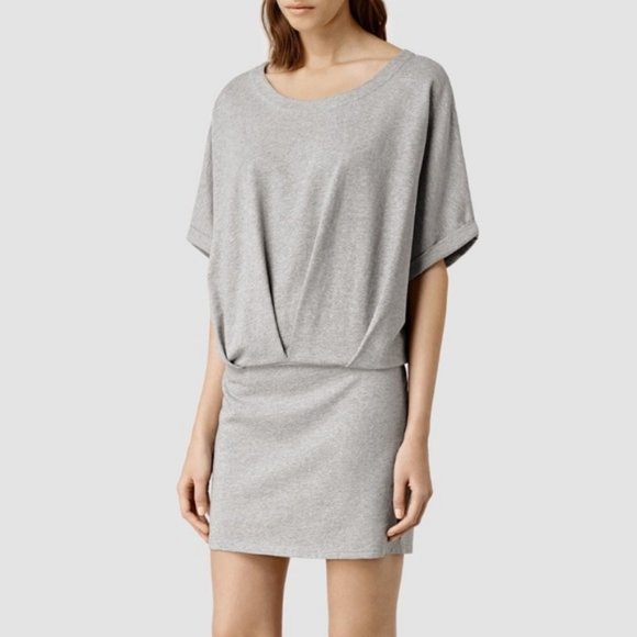 ALL SAINTS Lea Mal Dress - Washed Navy Grey - Picture 9 of 10